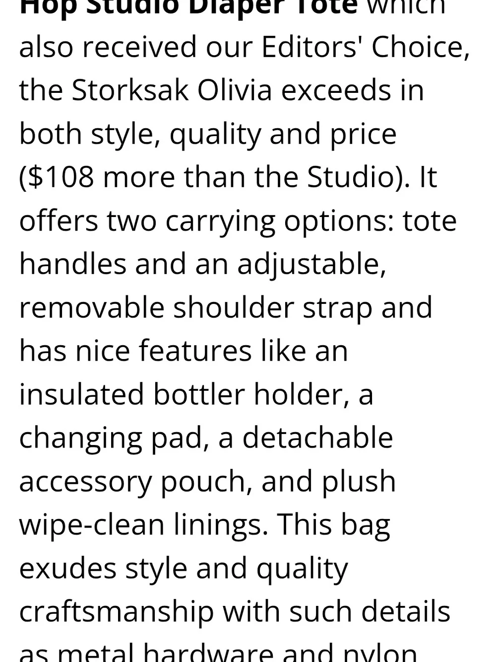Storksak Luxury Diaper Bag.